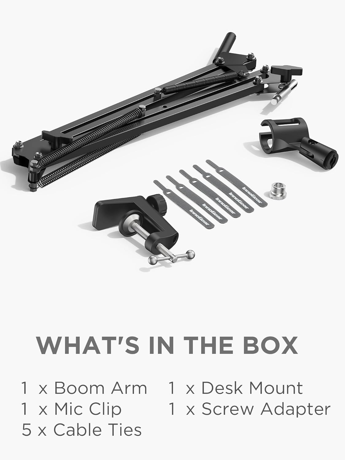 InnoGear Boom Arm Microphone Mic Stand for Blue Yeti HyperX QuadCast SoloCast Snowball Fifine Shure SM7B and Other Mic, Black